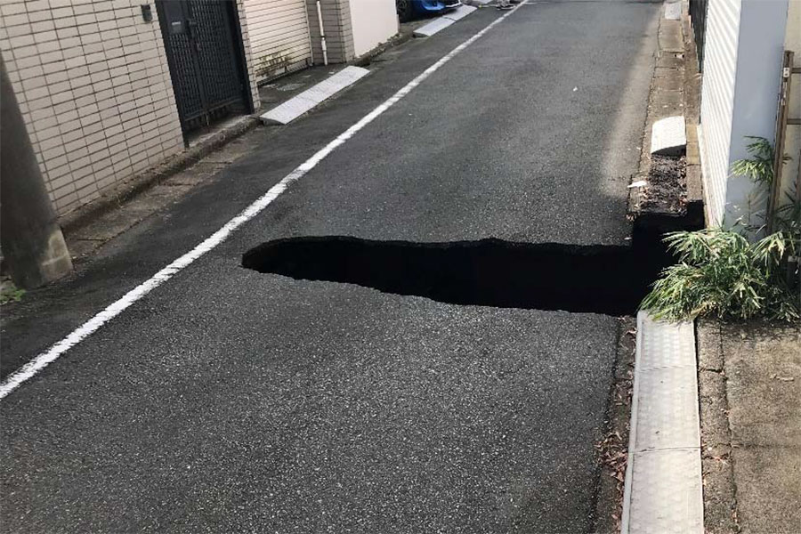 陥没箇所は応急処置として埋め戻された（第22回東京外環トンネル施工等検討委員会資料より）。