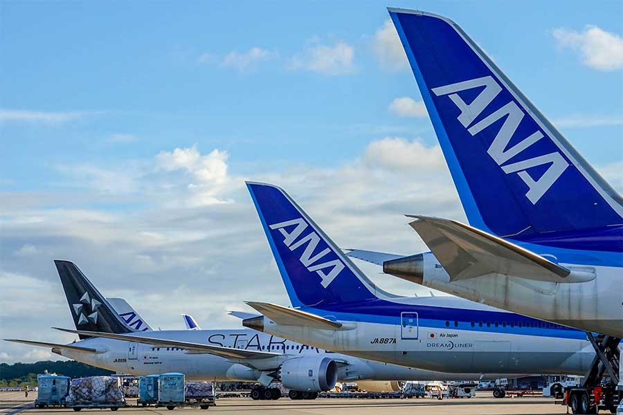 ANAの飛行機(2020年、編集部撮影)。