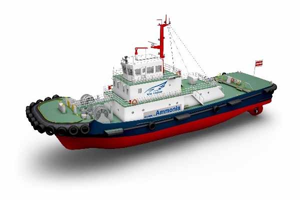 アンモニア燃料タグボートのイメージ（画像：日本郵船）。