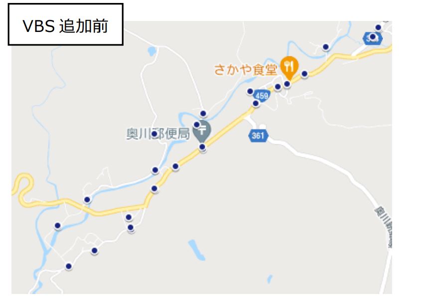 仮想バス停導入前の停留所配置状況（画像：みちのりホールディングス）。
