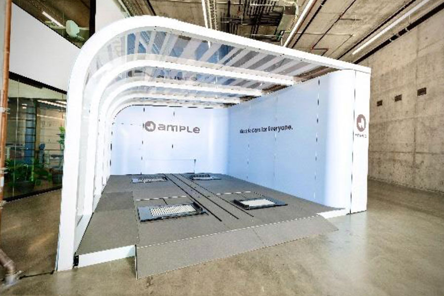 ENEOSが協業するample社の交換ステーションのイメージ（画像：ENEOS）。