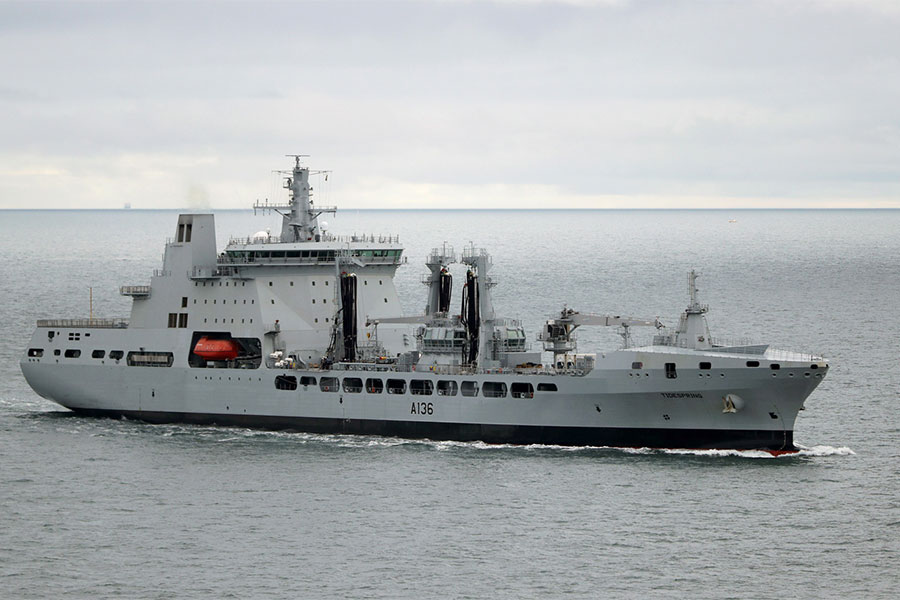 大宇造船海洋が建造したイギリス海軍の給油艦「タイドスプリング」（画像：イギリス海軍）。