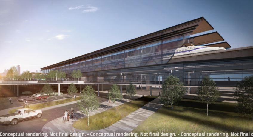 ヒューストン駅のコンセプト図（画像：Texas Central Railroad）。