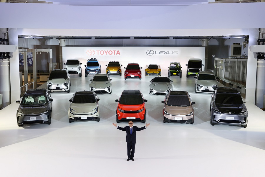 2021年12月14日に開かれたトヨタのEV戦略発表会（画像：トヨタ自動車）。