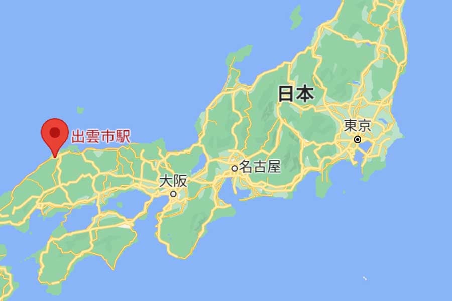島根県出雲市にある出雲市駅（画像：(C)Google）