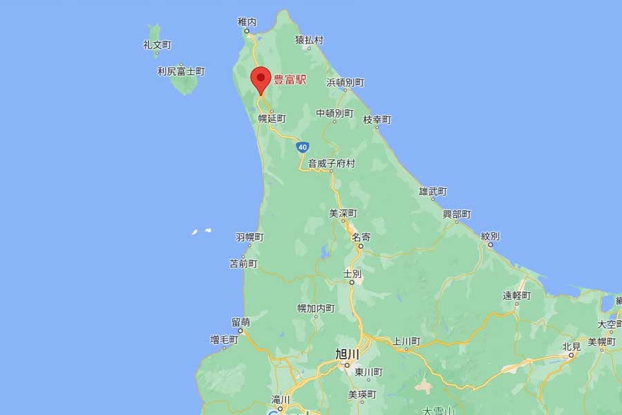 北海道豊富町にある豊富駅（画像：(C)Google）