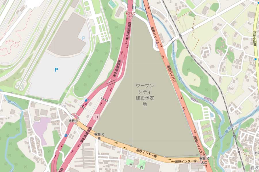 ウーブン・シティ建設予定地の地図（画像：国土地理院）