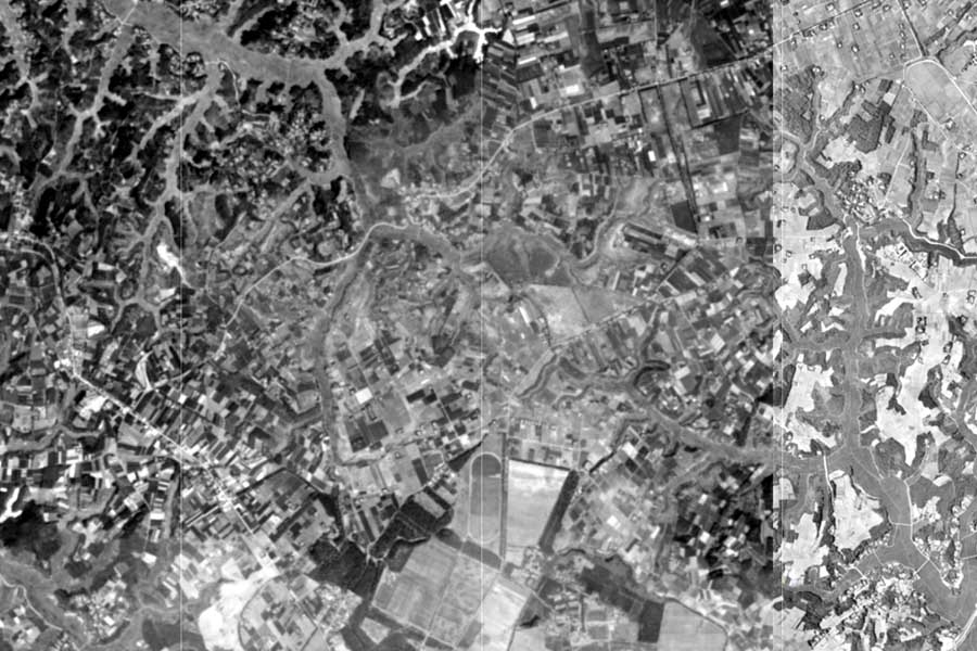 1963年頃の現・成田空港がある場所の航空写真（画像：国土地理院）