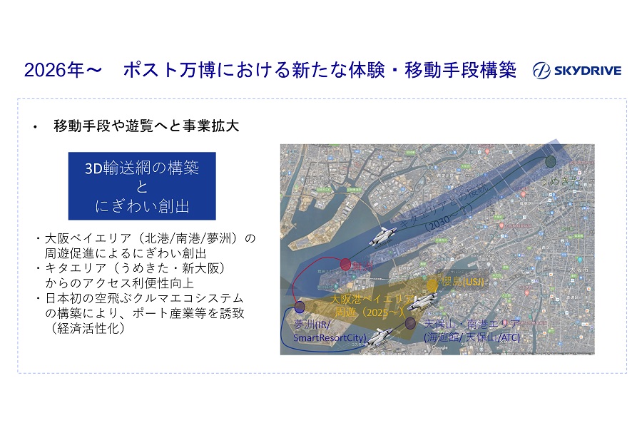 万博以降（2026年～）、移動手段や遊覧などへ事業拡大（画像：SkyDrive）