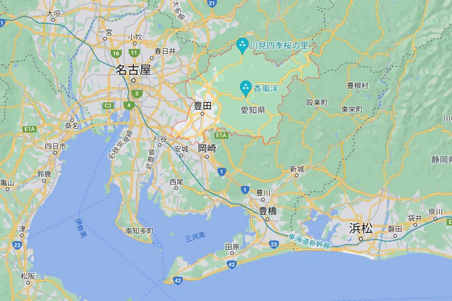トヨタが本社を置く愛知県豊田市（画像：(C)Google）