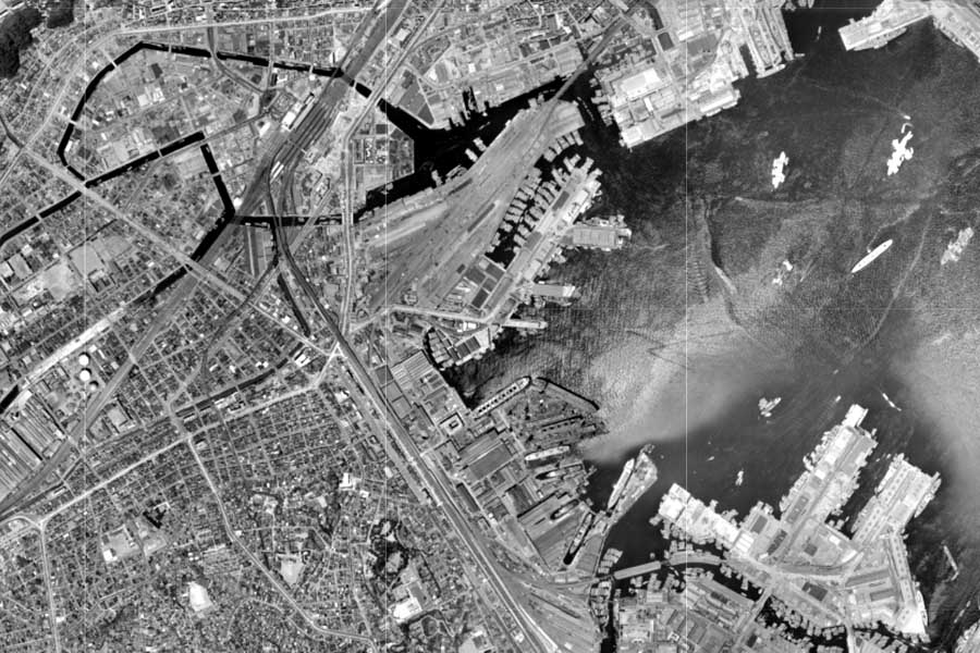 1963年頃の横浜みなとみらい地区（画像：国土地理院）