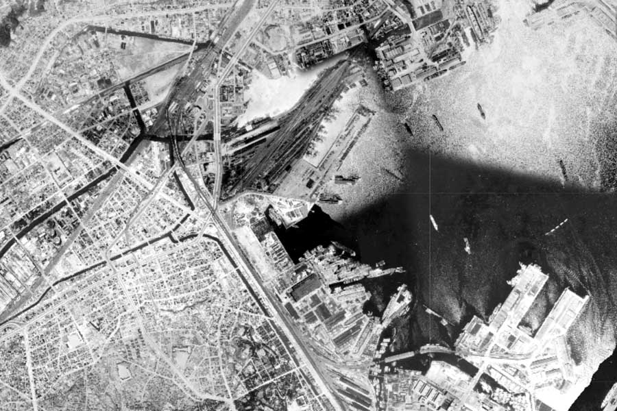 1947年頃の横浜みなとみらい地区（画像：国土地理院）