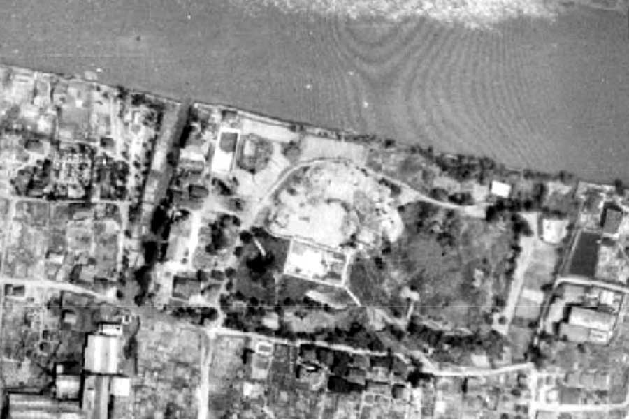 1947年頃のあらかわ遊園周辺の航空写真（画像：国土地理院）