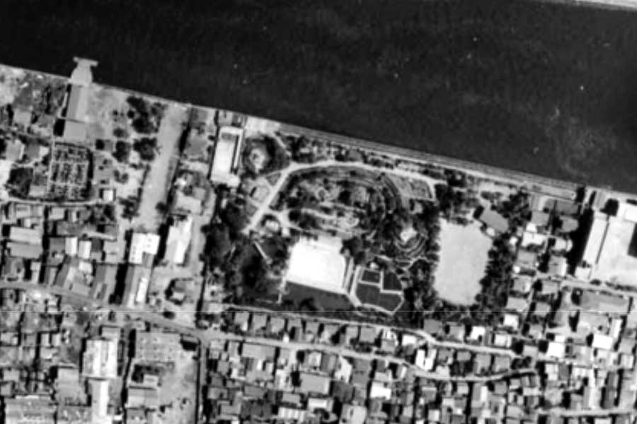 1963年頃のあらかわ遊園周辺の航空写真（画像：国土地理院）
