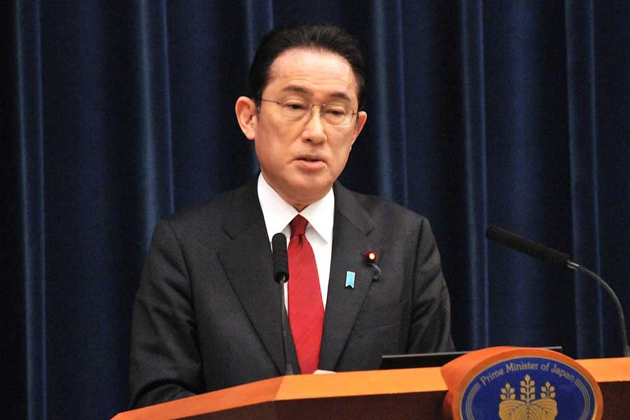 官邸で記者会見を開き、コロナ対策を説明する岸田文雄首相(画像:小川裕夫)