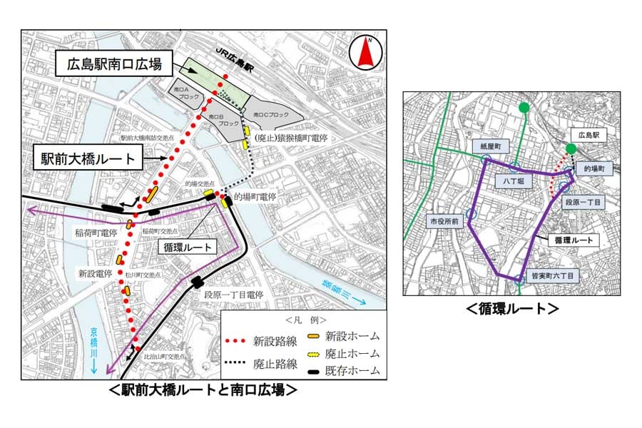 路面電車のルート図(画像:広島市)