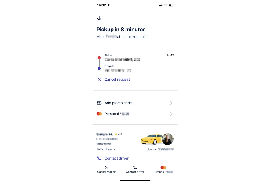 タクシーアプリ「フリーナウ」で、タクシーがつかまらなかったときの例（画像：鳴海汐）