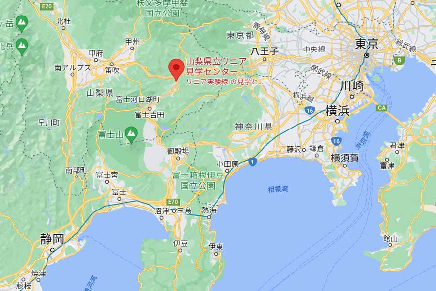 山梨県都留市にあるリニア見学センター（画像：(C)Google）