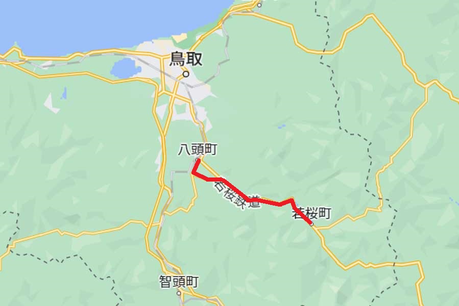 若桜鉄道（画像：(C)Google）