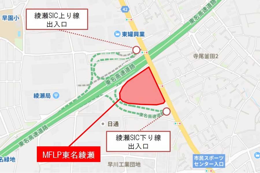 MFLP東名綾瀬の位置図（画像：三井不動産）