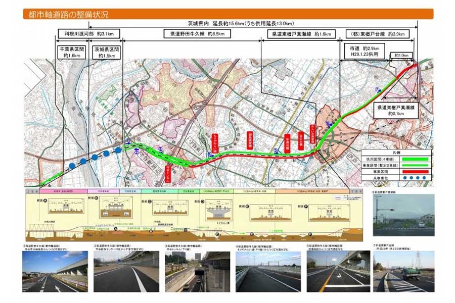 都市軸道路のルート（画像：茨城県）