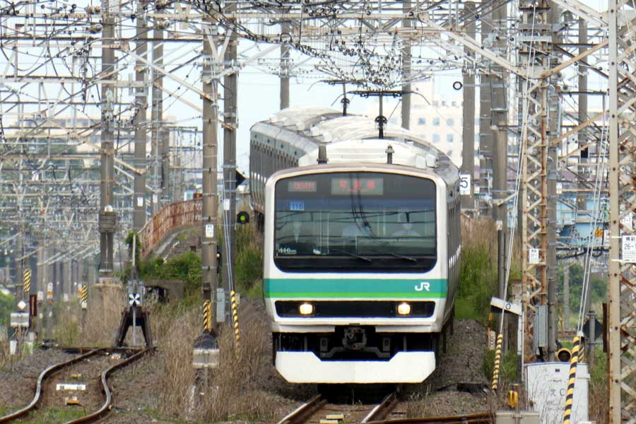 常磐線用のE231系通勤形タイプは品川取手間のほか、成田線我孫子～成田間にも運用されている（画像：岸田法眼）