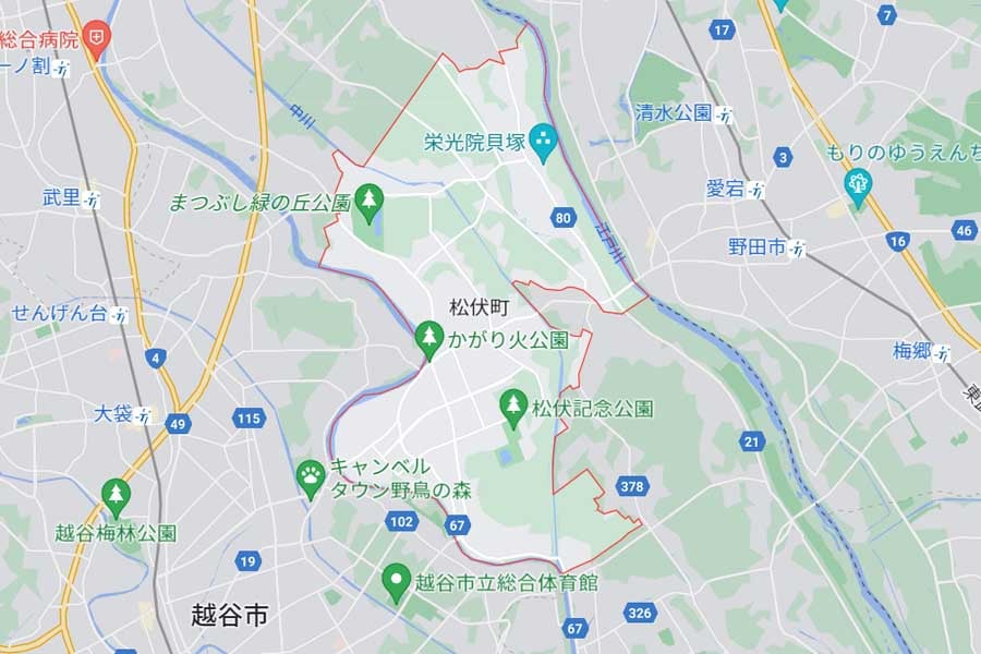 埼玉県松伏町（画像：(C)Google）