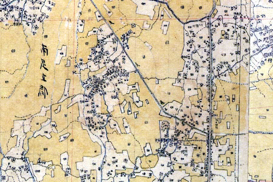 明治初期の現・竹ノ塚駅周辺の地図（画像：国土地理院）