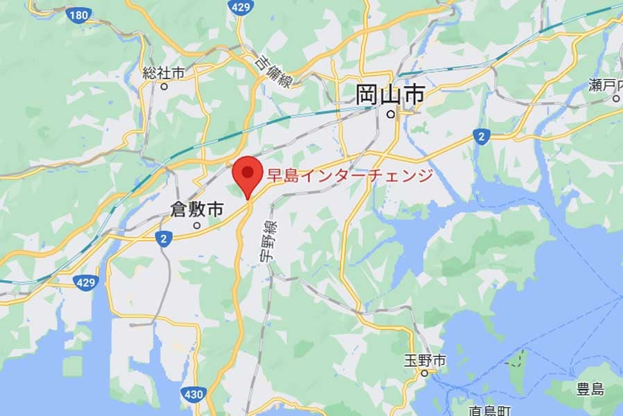 早島インターチェンジの位置（画像：(C)Google）