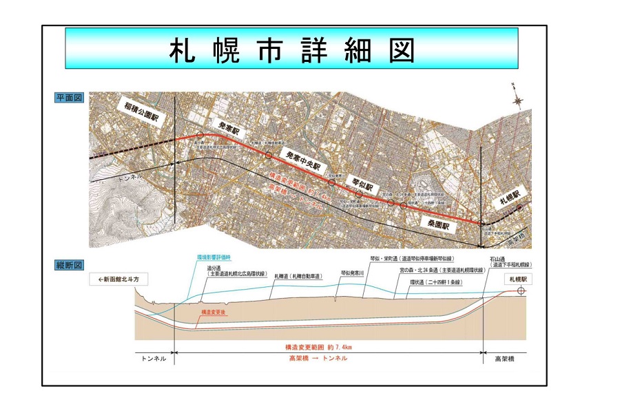 北海道新幹線の札幌市内詳細図（画像：札幌市）