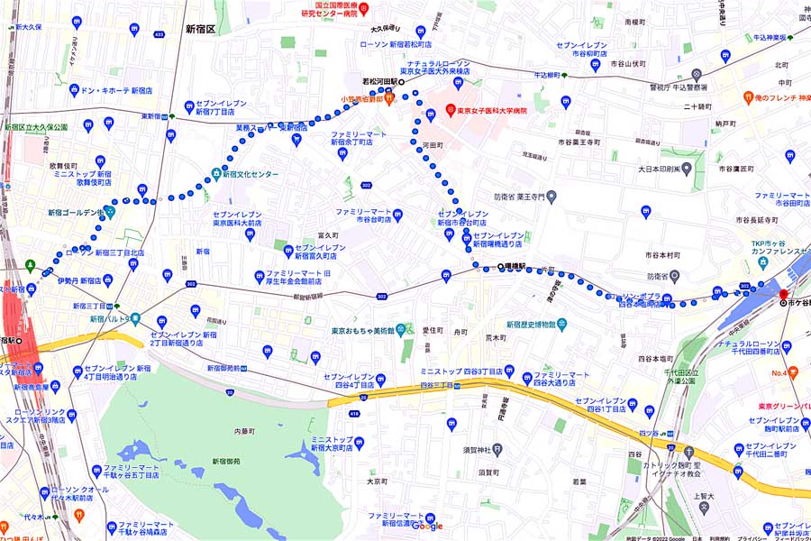 当初の中央線開設ルートの推測図。実現していたら、今とまったく違う線路ができていただろう（画像：小林明）