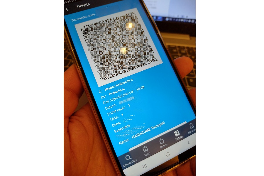 アプリ「Muj vlak」で購入したチェコ鉄道のeチケット。このまま乗車できる（画像：橋爪智之）
