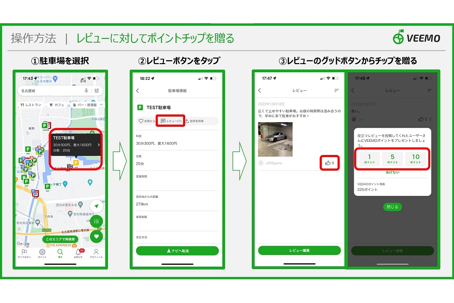 駐車場検索アプリ「VEEMO（ビーモ）」（画像：VEEMO）