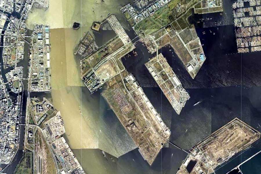 1980年頃のお台場周辺の航空写真（画像：国土地理院）