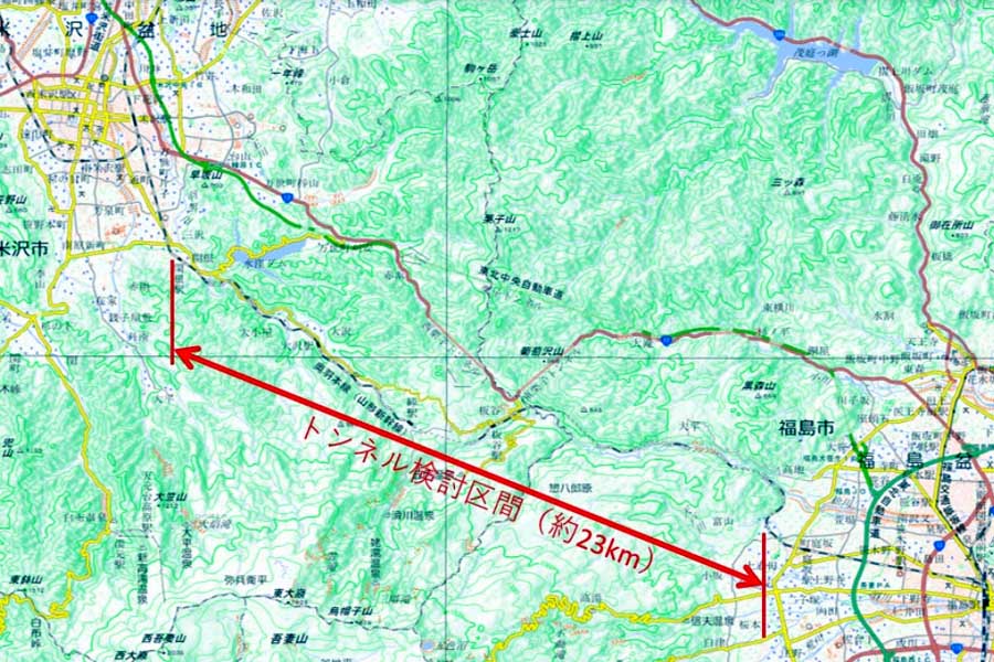 山形新幹線米沢トンネル（画像：山形県、JR東日本）