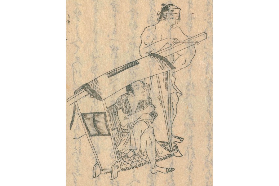 町駕籠の人足たち。大半は日雇いで、収入は低かった。(『江戸職人歌合』文化5年刊/画像 : 国立国会図書館)