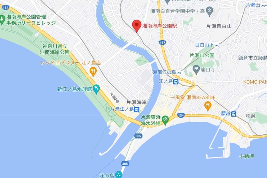湘南海岸公園駅の位置（画像：(C)Google）