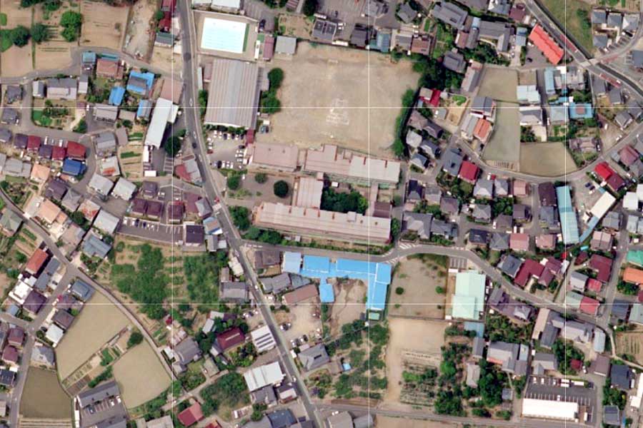 現在の青木島遊園地の航空写真（画像：（C）国土地理院）