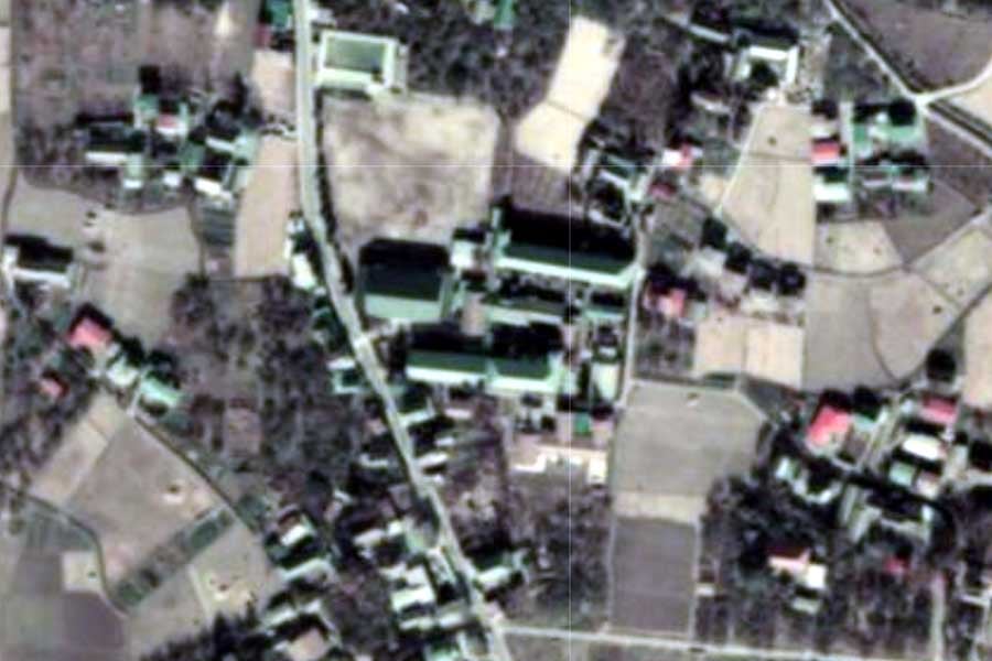 1973年頃の青木島遊園地の周辺の航空写真（画像：（C）国土地理院）