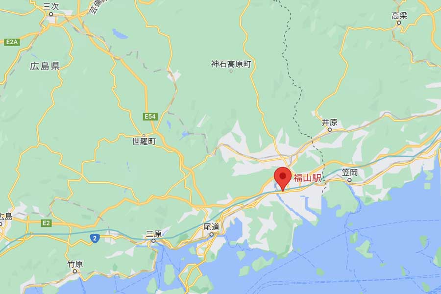 広島県福山市にある福山駅（画像：(C)Google）