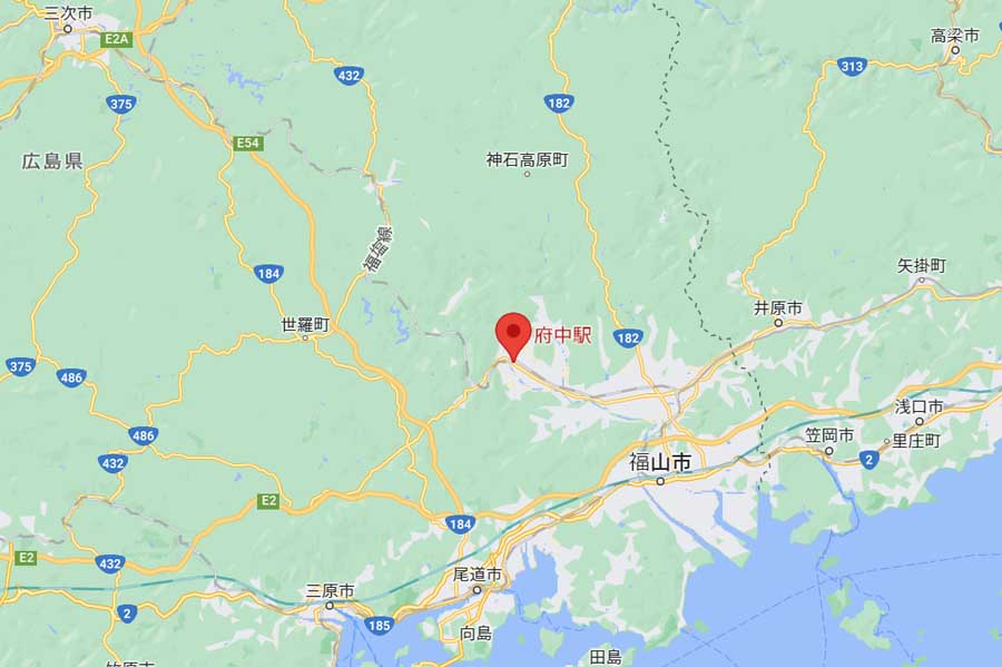 広島県府中市にある府中駅（画像：(C)Google）