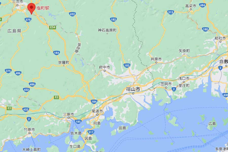 広島県三次市にある塩町駅（画像：(C)Google）