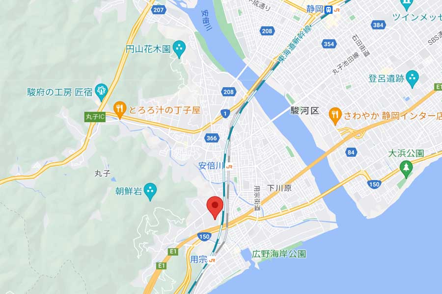 静岡市駿河区用宗巴町の位置(画像:(C)Google)