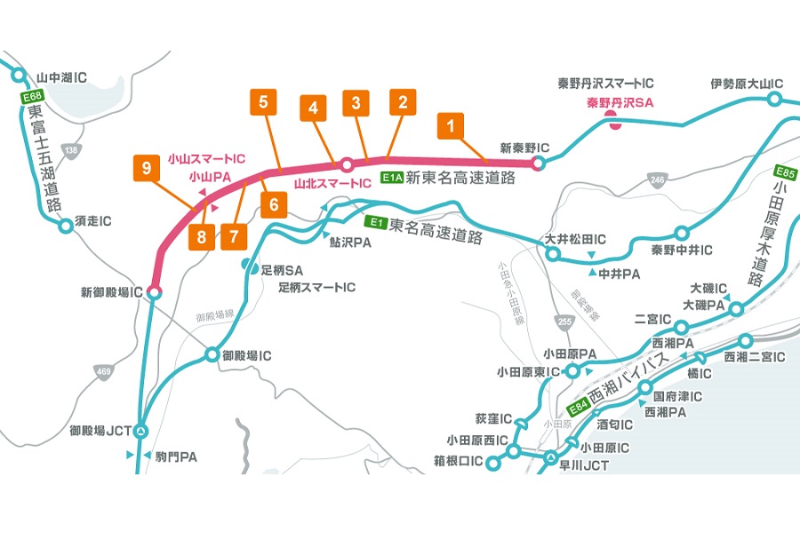 新東名高速道路 新秦野IC―新御殿場IC（画像：NEXCO中日本）