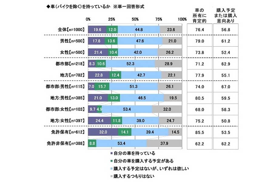 1000人を対象に行われた「2023年 20歳のカーライフ意識調査」（画像：ソニー損害保険）