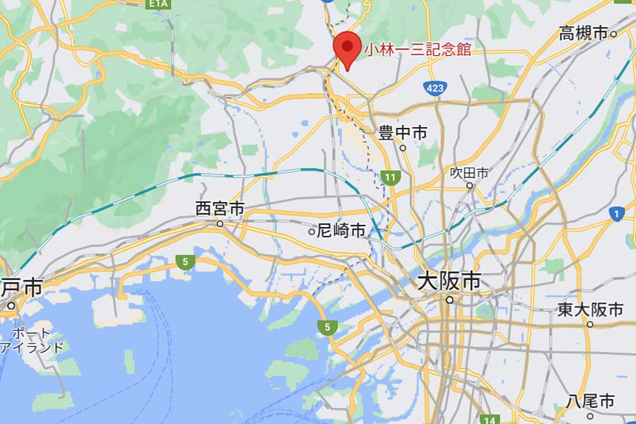 大阪府池田市にある小林一三記念館（画像：(C)Google）
