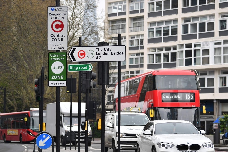ロンドンの超低排出ゾーン（ULEZ）。2019年4月8日撮影（画像：AFP＝時事）