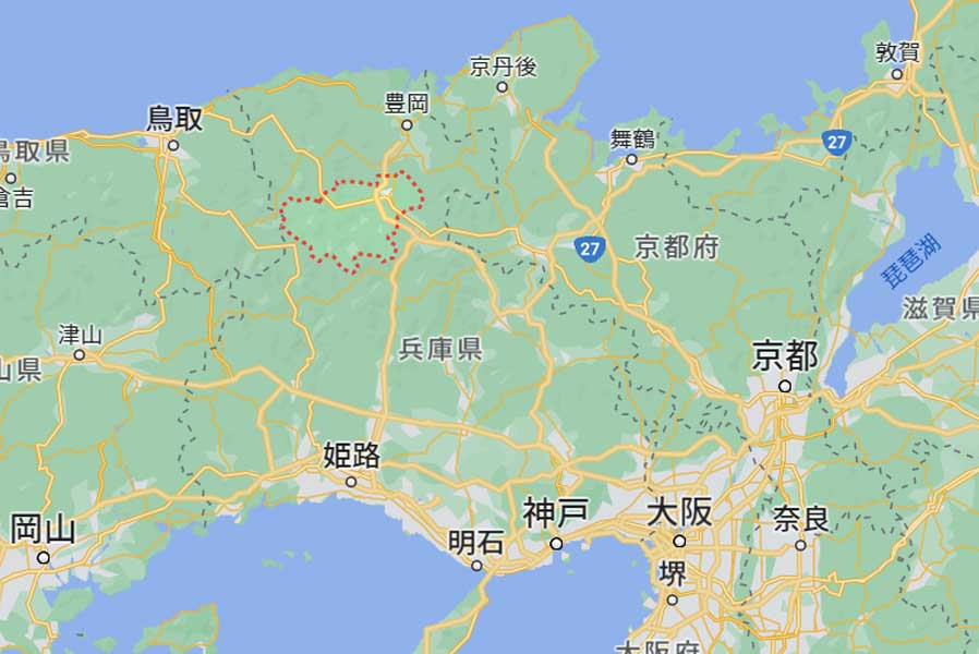 兵庫県養父市（画像：(C)Google）