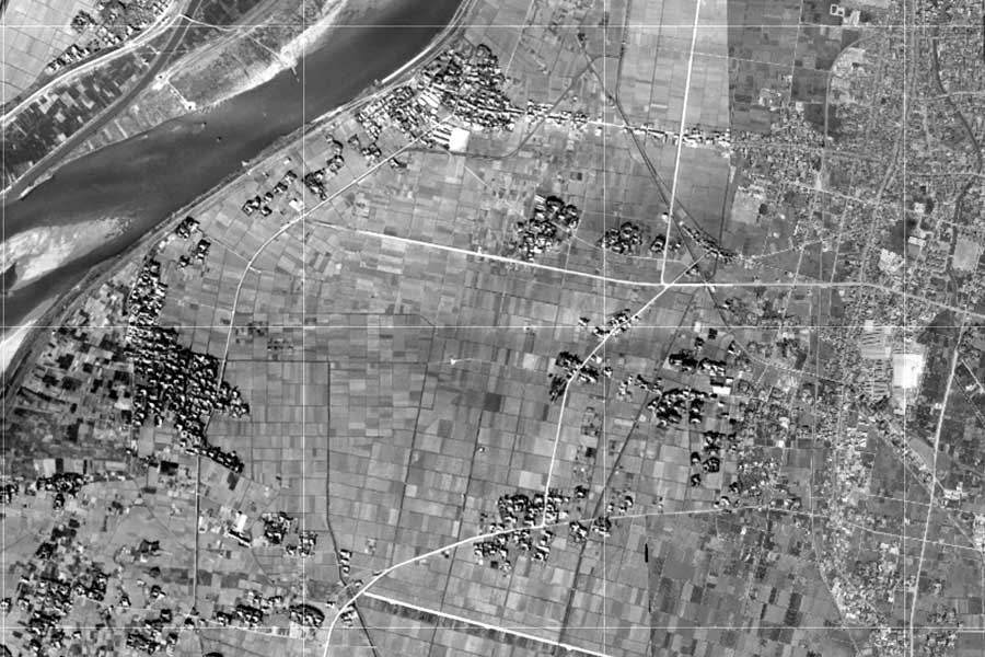 1963年頃の岐阜羽島駅周辺の航空写真（画像：国土地理院）