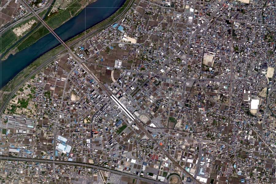 現在の岐阜羽島駅周辺の航空写真（画像：国土地理院）